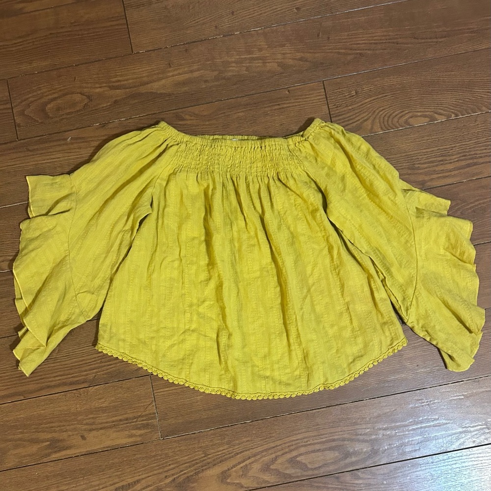Elegant Yellow Off-Shoulder Babydoll Top